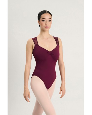 Maillot con tul flocado burdeos